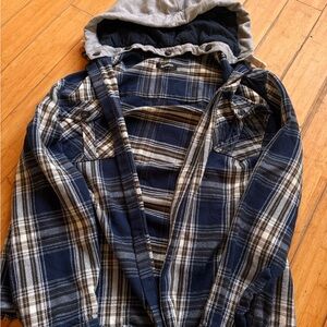 Peacocks Plaid Hooded Jacket with Button Details